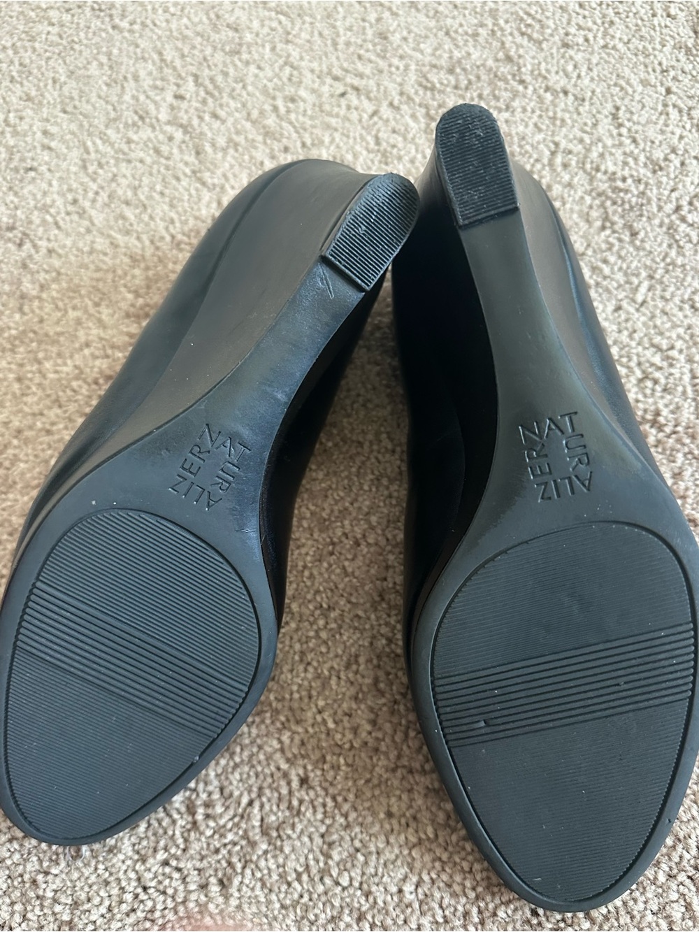 🌹Naturalizer women’s OLIVIA leather peep toe wedge heels black 9M/39 - Picture 5 of 6